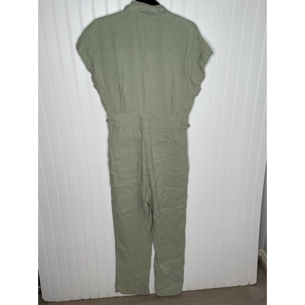 Ralph Lauren Light Green Linen Blend SS V Neck Pant Jumpsuit Size 12 - Picture 6 of 6